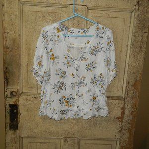 Lucky Brand White Floral Blouse